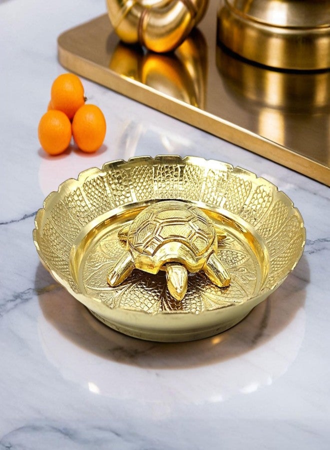 Plus Value Premium Handicraft Vastu Feng Shui Brass Tortoise Turtle with Plate [Career, Good Luck] - Image 1